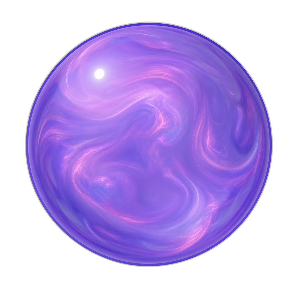The conversation guide — a pearl-violet orb